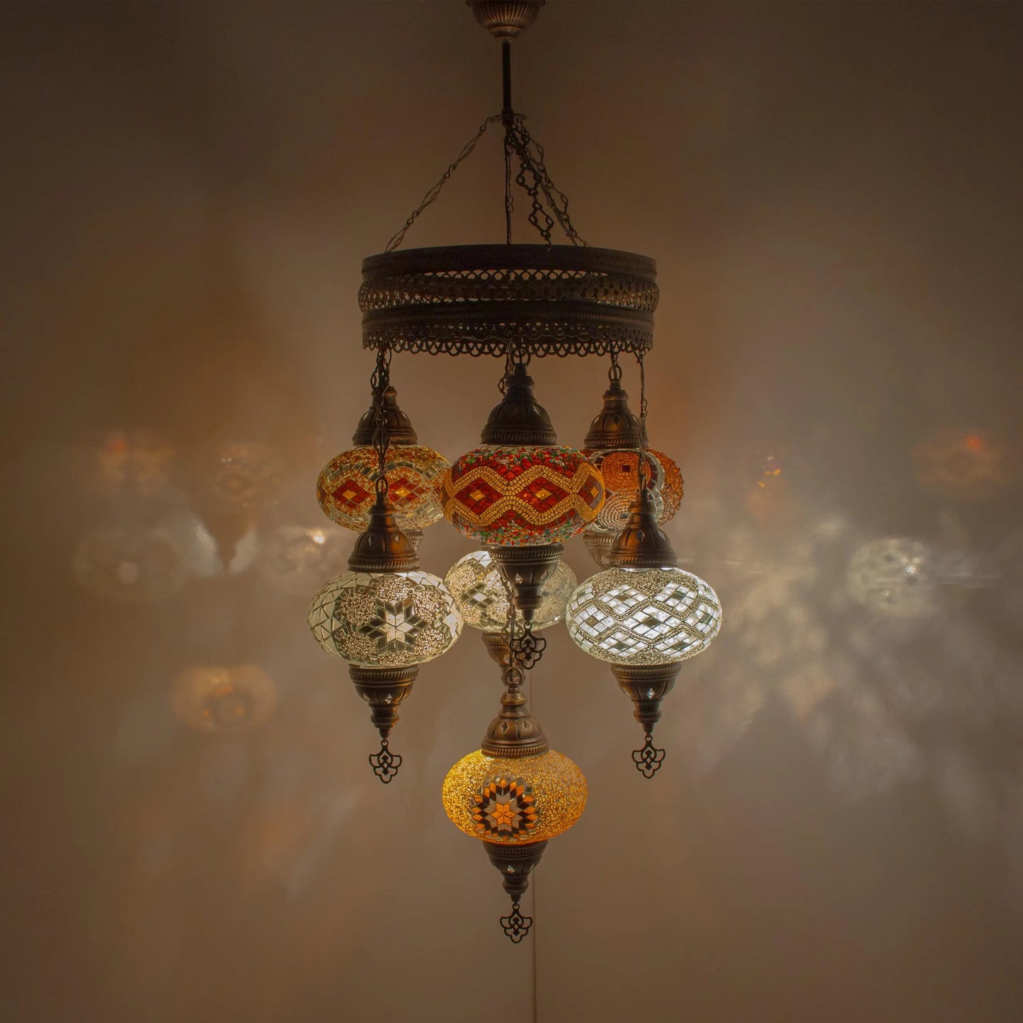 7 Globes Moroccan Mosaic Hanging Ceiling Lamp