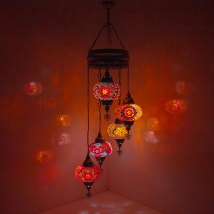5 Globes Turkish Mosaic Pendant Lamp