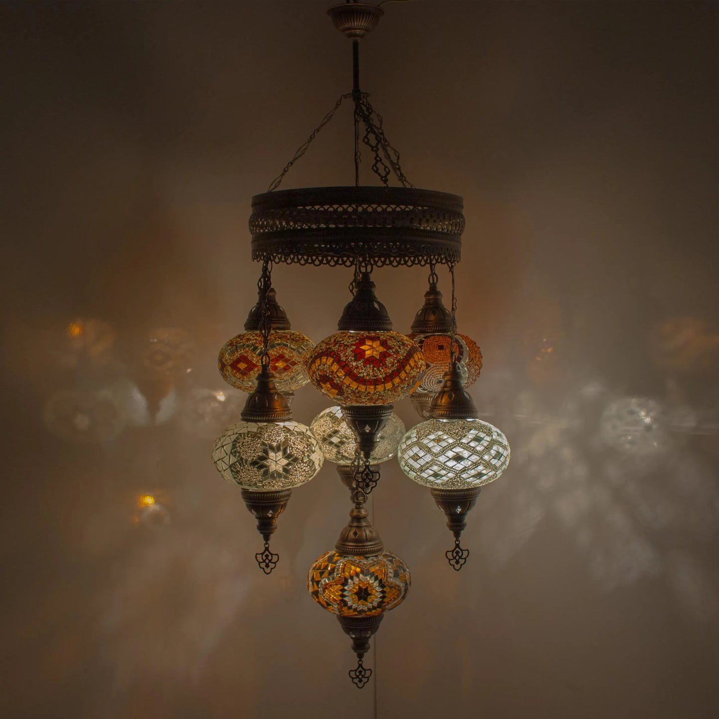 7 Globes Moroccan Mosaic Hanging Ceiling Lamp