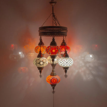 7 Globes Moroccan Mosaic Hanging Ceiling Lamp
