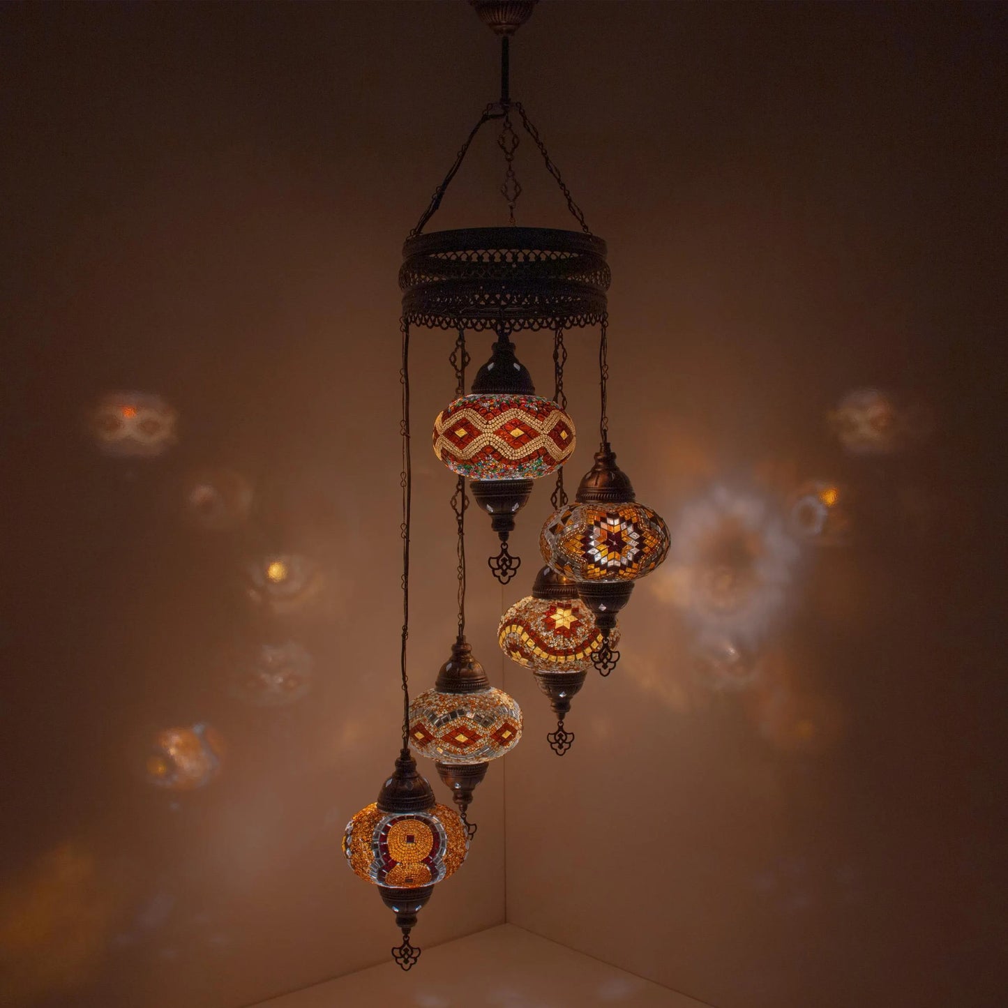 5 Globes Turkish Mosaic Pendant Lamp