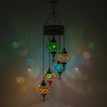 5 Globes Turkish Mosaic Pendant Lamp