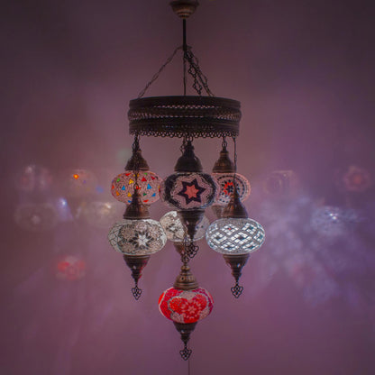 7 Globes Moroccan Mosaic Hanging Ceiling Lamp