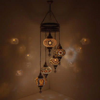 5 Globes Turkish Mosaic Pendant Lamp