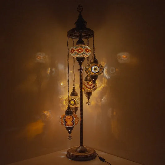 5 Globes Turkish Moroccan Mosaic Floor Lamp