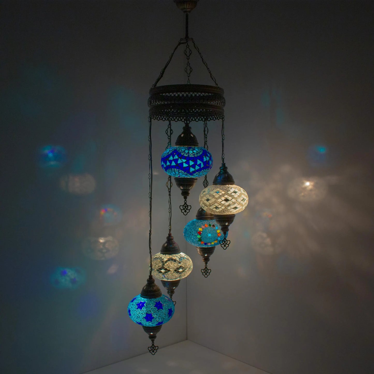 5 Globes Turkish Mosaic Pendant Lamp