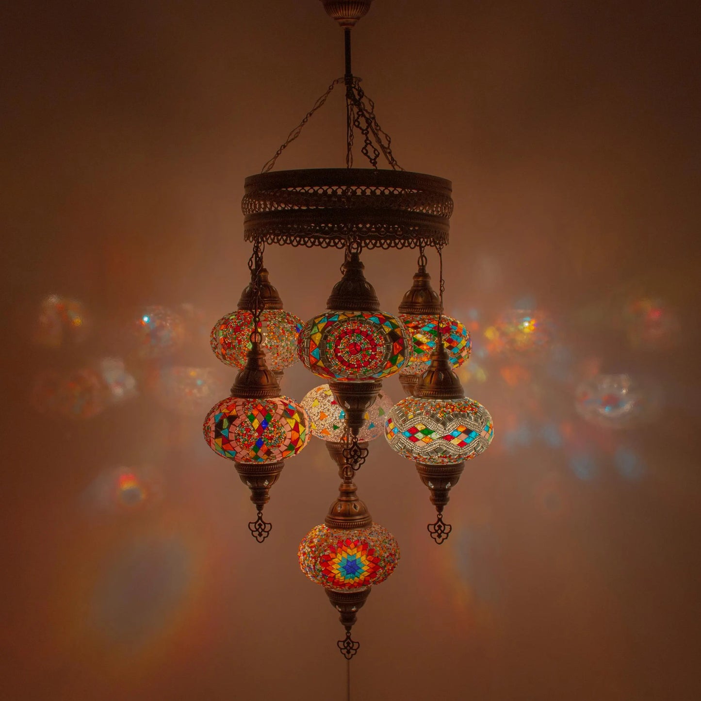 7 Globes Moroccan Mosaic Hanging Ceiling Lamp