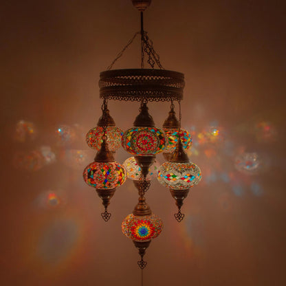 7 Globes Moroccan Mosaic Hanging Ceiling Lamp