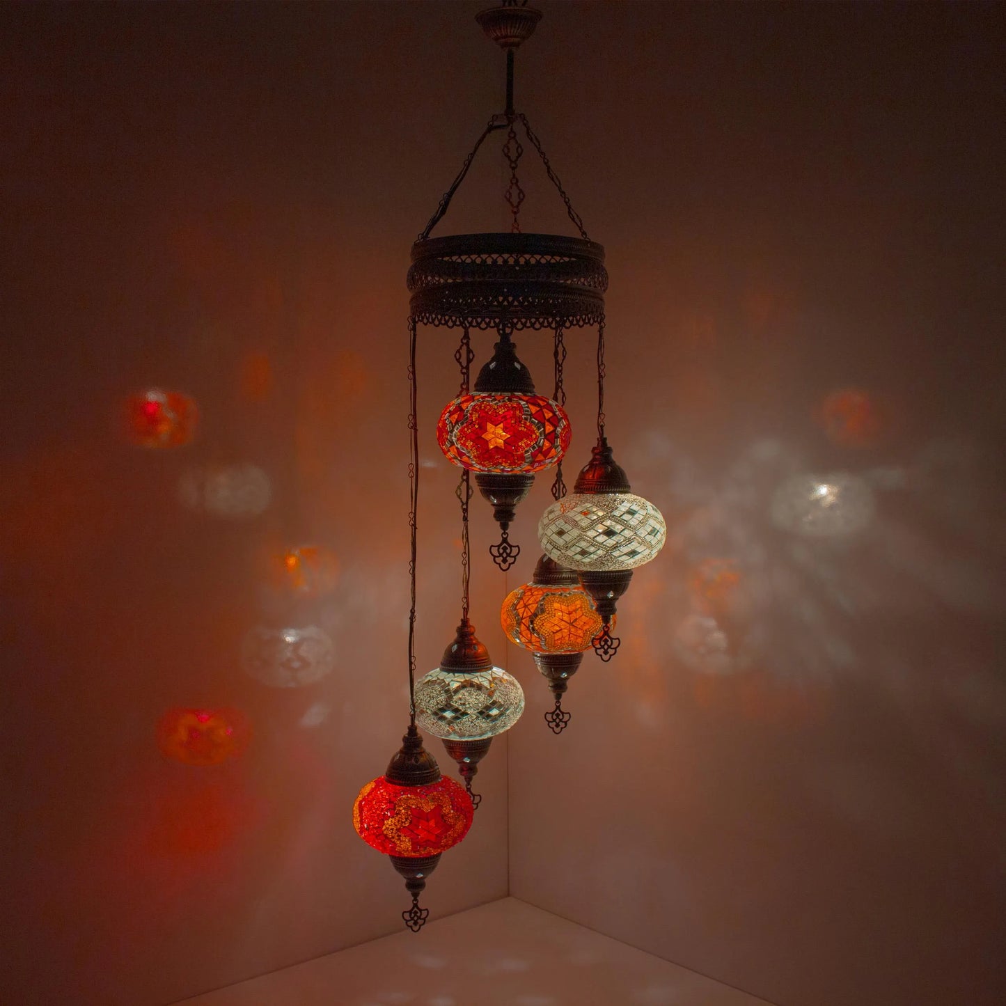 5 Globes Turkish Mosaic Pendant Lamp