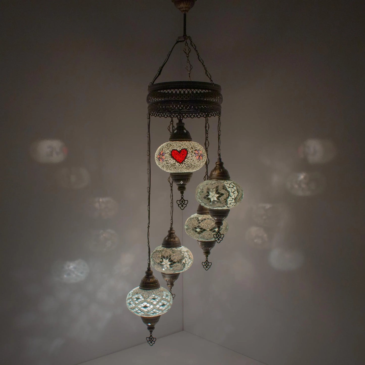 5 Globes Turkish Mosaic Pendant Lamp