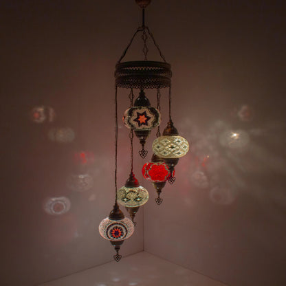 5 Globes Turkish Mosaic Pendant Lamp
