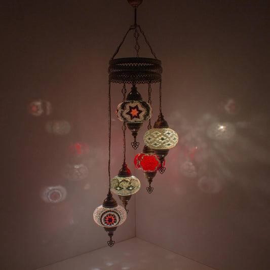 5 Globes Turkish Mosaic Pendant Lamp