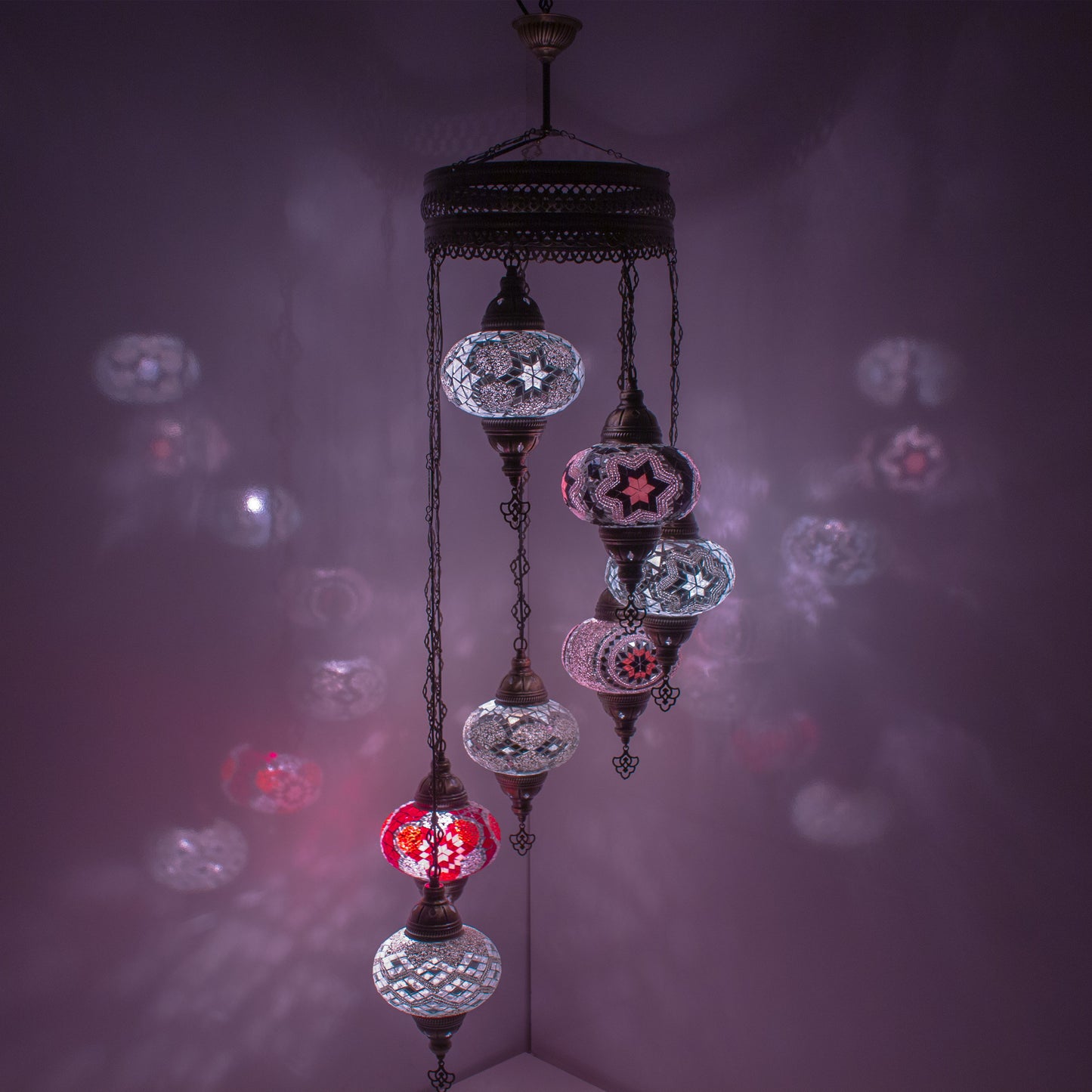 7 Globes Turkish Mosaic Pendant Lamp