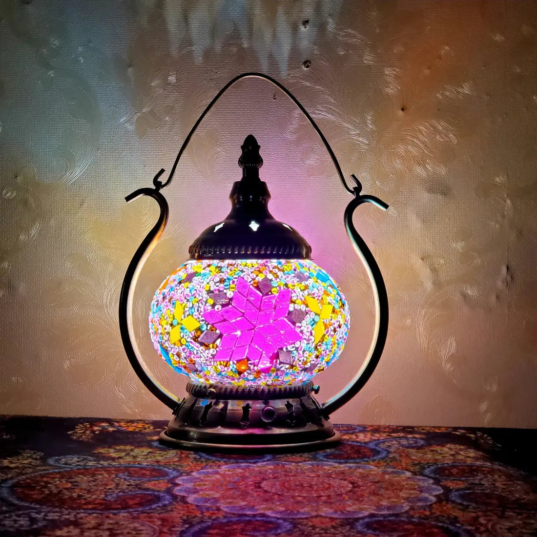 Pink Turkish Mosaic Lamp Kit Portable Desk Lamp